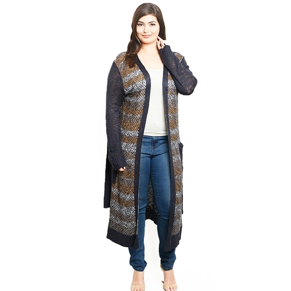 PLUS Knit Maxi Long Belted Duster Sweater Cardigan - Picture 7 of 8